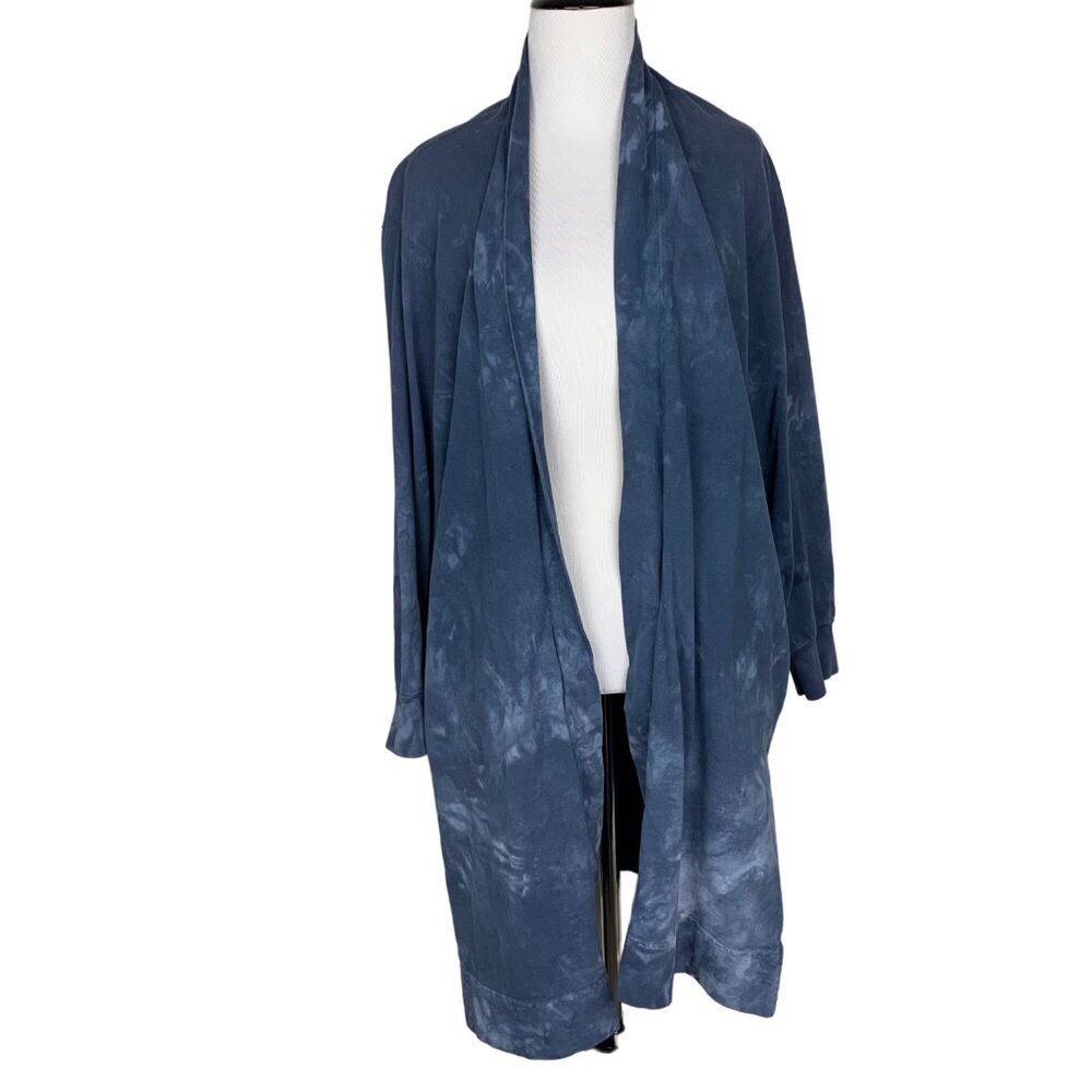 Oak Women's Tie-Dye Open Front Cardigan Navy Blue Size XL